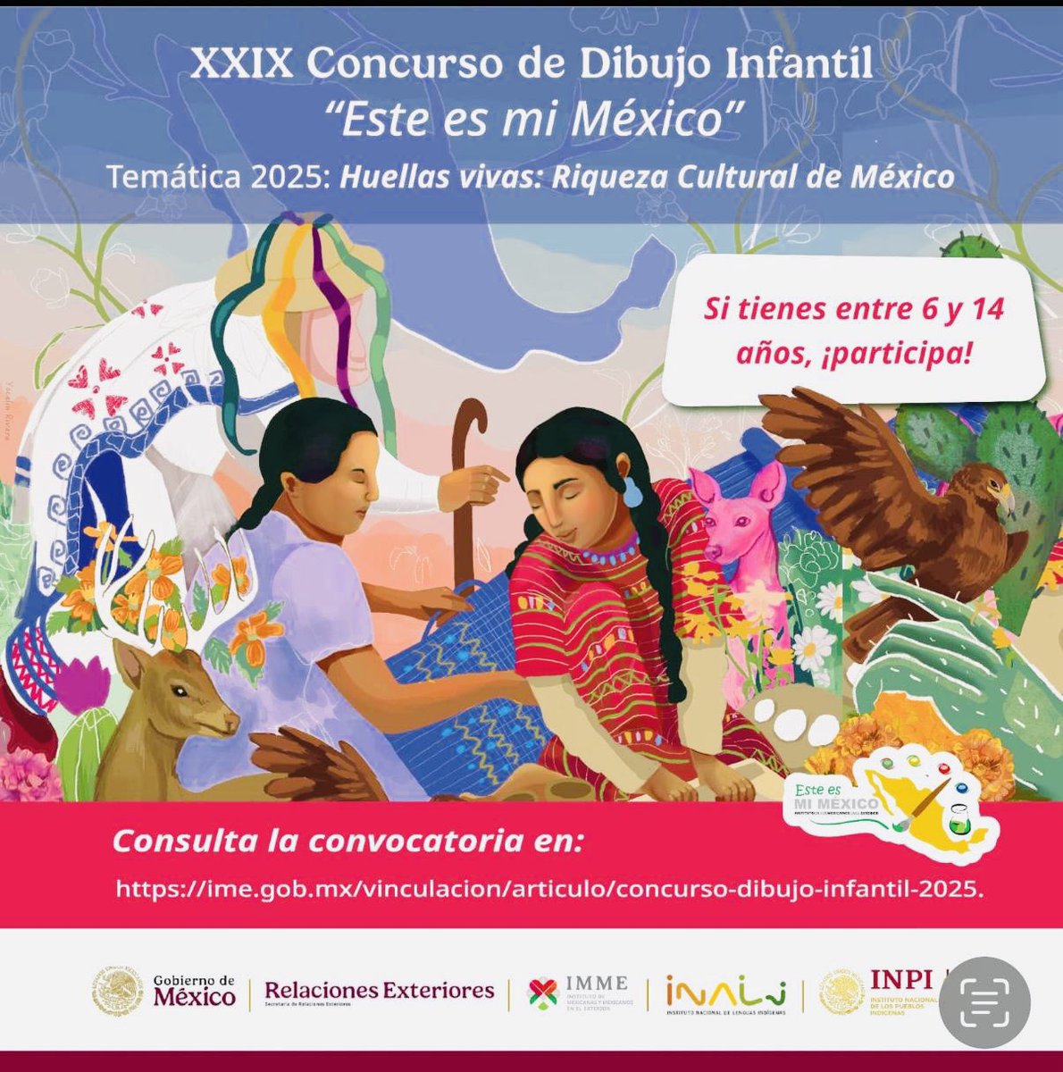 ¡Te invitamos a participar! en la edición XXIX del Concurso de Dibujo Infantil del <a href="/IME_SRE/">IMME</a>, consulta la convocatoria en: ime.gob.mx/vinculacion/ar…