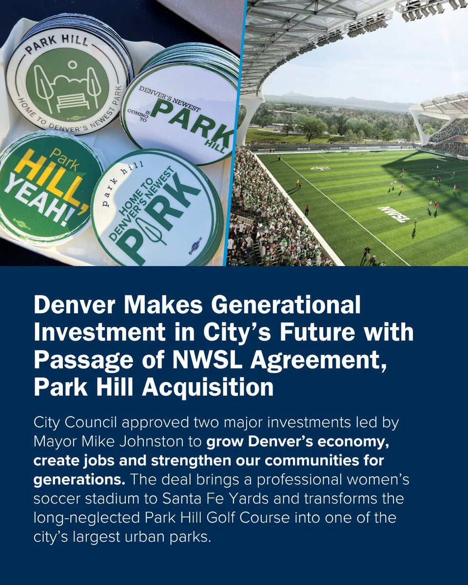 Our biggest new park in over a century. Our city’s first professional women’s sports team. Tonight will be remembered as a defining moment for Denver for generations to come.

Grateful to work with City Council, neighbors, businesses and advocates to invest in our city's future.