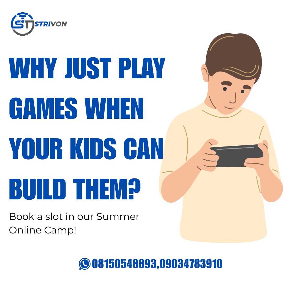 StrivonTech's tweet image. Why just play games when your kids can build them?
Join Strivon’s Online Summer Coding Camp 🎮👩💻
📞 08150548893 | 09034783910
#GameDevForKids #StrivonTech #TechSkills #SummerCamp2025 #KidsWhoCode