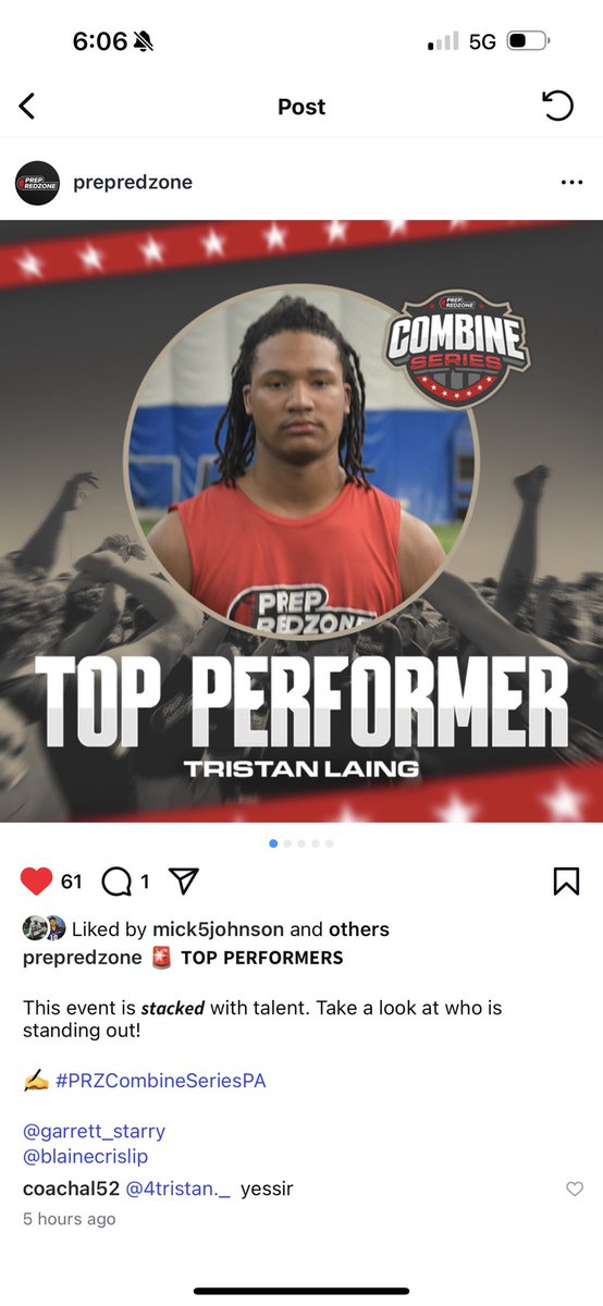 Tristan Laing (@tristanrlaing84) on Twitter photo Thanks for the invite, and a big thank you to the coaches for the nod as a Top Performer—truly appreciated! I’m working senior year loading!!!! A real dawg! <a href="/PRZVicCastillo/">VicCastilloPRZ</a> <a href="/PrepRedzonePA/">Prep Redzone Pennsylvania</a> <a href="/footballcoach79/">coachweider</a> <a href="/Dreammakerseli1/">Dreammakerselitefitness</a> <a href="/DELCOFootball/">#DelcoFootball</a> <a href="/OHara_Football/">O'Hara Football</a> <a href="/CoachEL_COHS/">jack ellis</a> <a href="/coach_U/">Mike Ewing</a> Thanks for the invite, and a big thank you to the coaches for the nod as a Top Performer—truly appreciated! I’m working senior year loading!!!! A real dawg! <a href="/PRZVicCastillo/">VicCastilloPRZ</a> <a href="/PrepRedzonePA/">Prep Redzone Pennsylvania</a> <a href="/footballcoach79/">coachweider</a> <a href="/Dreammakerseli1/">Dreammakerselitefitness</a> <a href="/DELCOFootball/">#DelcoFootball</a> <a href="/OHara_Football/">O'Hara Football</a> <a href="/CoachEL_COHS/">jack ellis</a> <a href="/coach_U/">Mike Ewing</a>