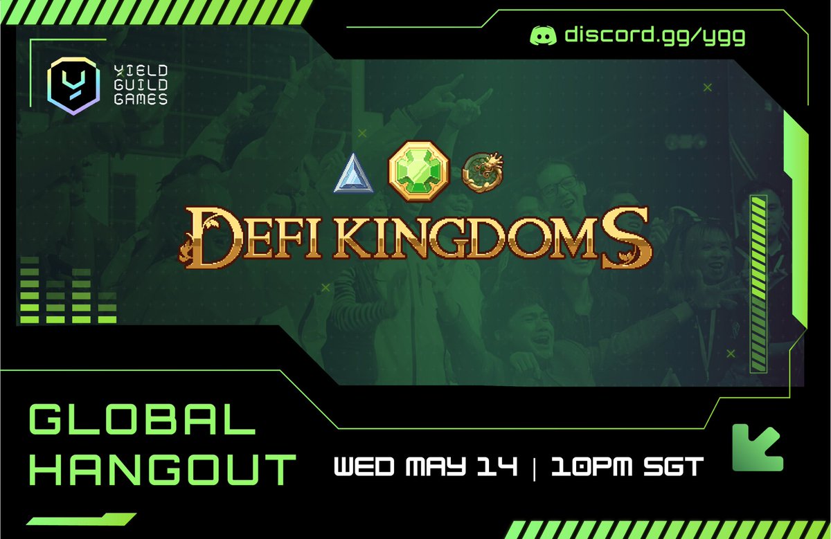 🌿 Global Hangouts: DeFi Kingdoms 🌿
This week, we're heading back to <a href="/DeFiKingdoms/">DeFi Kingdoms 🔺🌿</a> to explore what's new in the realm! ⚔️🏰 We will also be hearing some alpha from the team for our active players 👀

📅 Wednesday, May 14
⏰ 10PM SGT
🔗 Join here: bit.ly/4dK7K33

Don't