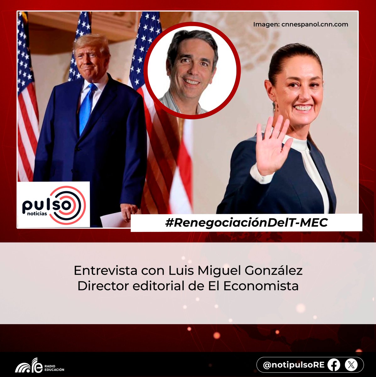 Pulso Noticias de Radio Educación (@notipulsore) on Twitter photo "La renegociación del T-MEC reduce la incertidumbre; no podíamos seguir bajo el agua mientras Trump lo ignoraba"
🎙Luis Miguel González de <a href="/eleconomista/">El Economista</a> analizó cómo las tensiones con EE.UU. y la respuesta institucional afectan la economía mexicana
▶️e-radio.edu.mx/Noticiarios-pu… "La renegociación del T-MEC reduce la incertidumbre; no podíamos seguir bajo el agua mientras Trump lo ignoraba"
🎙Luis Miguel González de <a href="/eleconomista/">El Economista</a> analizó cómo las tensiones con EE.UU. y la respuesta institucional afectan la economía mexicana
▶️e-radio.edu.mx/Noticiarios-pu…