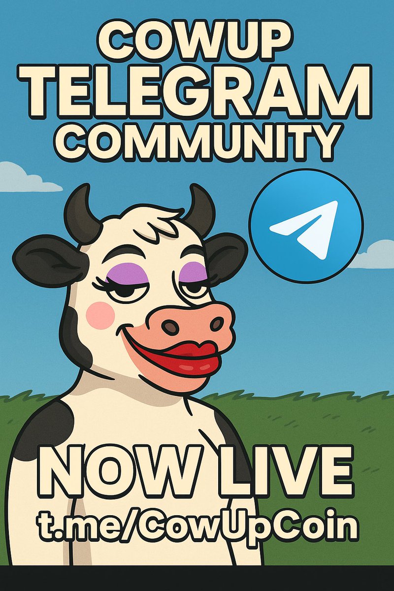 CowUpCoin's tweet photo. The CowUp herd is finally gathering!
Telegram is live โ only the real cows allowed in:
No fud, no rugs, just pure moo-mentum.
Join the barn now: https://t.co/THC28xENQj
#CowUp #Solana #Memecoin #CryptoCommunity #MooToTheMoon https://t.co/QR8VayNxZi