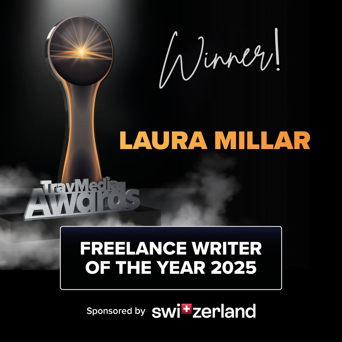 With over 100 entrants this year, Freelance Writer of the Year, sponsored by Switzerland Tourism, was a hugely contested category. The judges had their work cut out determining a winner.

But there can only be one winner, and this year it is ... Laura Millar!

A former Travel