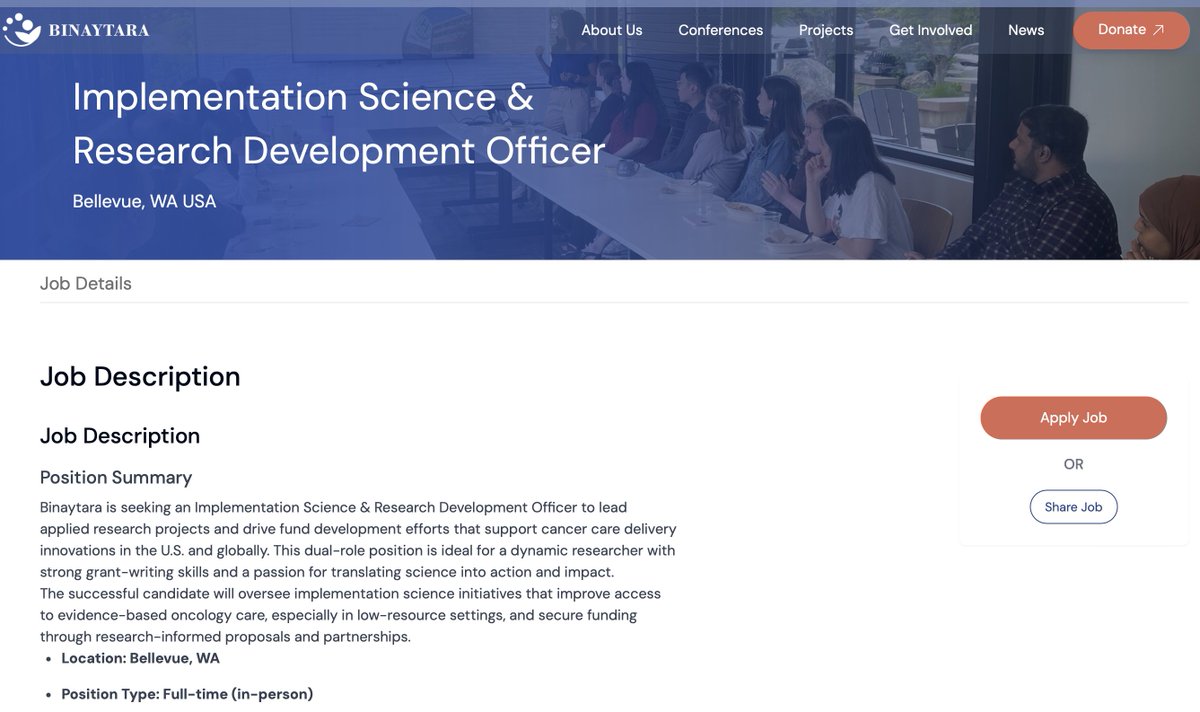 Binay Shah, MD, MHA (@binayshah) on Twitter photo We’re hiring! 🎯
Join <a href="/binaytara/">Binaytara</a> as an Implementation Science & Research Development Officer — based in Seattle metro, with global impact.
🔬 Lead research + 📝 write grants to expand access to cancer care.
Apply here: binaytara.org/careers/implen…
#ImplementationScience #CancerCare We’re hiring! 🎯
Join <a href="/binaytara/">Binaytara</a> as an Implementation Science & Research Development Officer — based in Seattle metro, with global impact.
🔬 Lead research + 📝 write grants to expand access to cancer care.
Apply here: binaytara.org/careers/implen…
#ImplementationScience #CancerCare