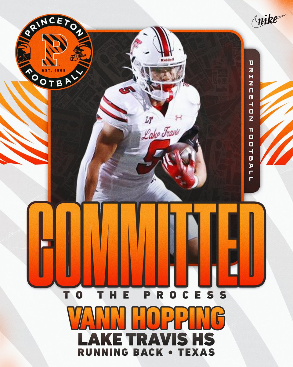 Vann Hopping (@vannhopping) on Twitter photo All Glory to God! I’m very excited to announce my commitment to <a href="/PrincetonFTBL/">Princeton Football</a>! Thank you to <a href="/CoachBobSurace/">Bob Surace '90</a> <a href="/CoachMikeWeick/">Michael Weick</a> <a href="/CoachJMNichols/">Jason Nichols</a>
<a href="/LT_FBRecruiting/">Lake Travis FB Recruiting</a> <a href="/TommyMangino/">Tommy Mangino</a> <a href="/TFlanders405/">Timothy Flanders</a> <a href="/CoachHankCarter/">Hank Carter</a> <a href="/coach_borja/">Jose Borja Saucedo</a> All Glory to God! I’m very excited to announce my commitment to <a href="/PrincetonFTBL/">Princeton Football</a>! Thank you to <a href="/CoachBobSurace/">Bob Surace '90</a> <a href="/CoachMikeWeick/">Michael Weick</a> <a href="/CoachJMNichols/">Jason Nichols</a>
<a href="/LT_FBRecruiting/">Lake Travis FB Recruiting</a> <a href="/TommyMangino/">Tommy Mangino</a> <a href="/TFlanders405/">Timothy Flanders</a> <a href="/CoachHankCarter/">Hank Carter</a> <a href="/coach_borja/">Jose Borja Saucedo</a>