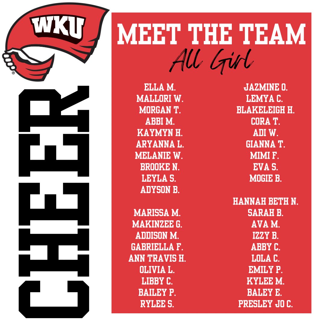 Introducing your 2025-2026 WKU Coed &amp; All Girl Team! Can’t wait to see what’s in store this season! Go Tops!