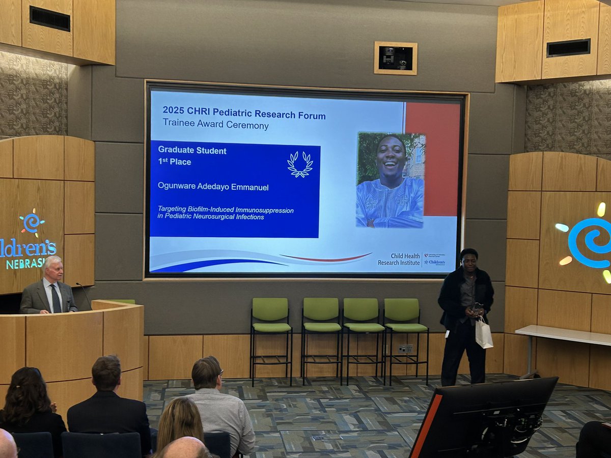 Tammy Kielian (@kielianlab) on Twitter photo Congratulations to my PhD student <a href="/dayothedream/">DAYO🧩</a> on receiving the 1st place graduate student award at the recent <a href="/CHRI_ResearchNE/">Child Health Research Institute (CHRI)</a> Research Forum for his work describing immune suppression during craniotomy infection. <a href="/UNMC_Physiology/">UNMC Physiology</a> <a href="/UNMC_PathMicro/">UNMC Pathology, Microbiology & Immunology</a> #ProudPI Congratulations to my PhD student <a href="/dayothedream/">DAYO🧩</a> on receiving the 1st place graduate student award at the recent <a href="/CHRI_ResearchNE/">Child Health Research Institute (CHRI)</a> Research Forum for his work describing immune suppression during craniotomy infection. <a href="/UNMC_Physiology/">UNMC Physiology</a> <a href="/UNMC_PathMicro/">UNMC Pathology, Microbiology & Immunology</a> #ProudPI