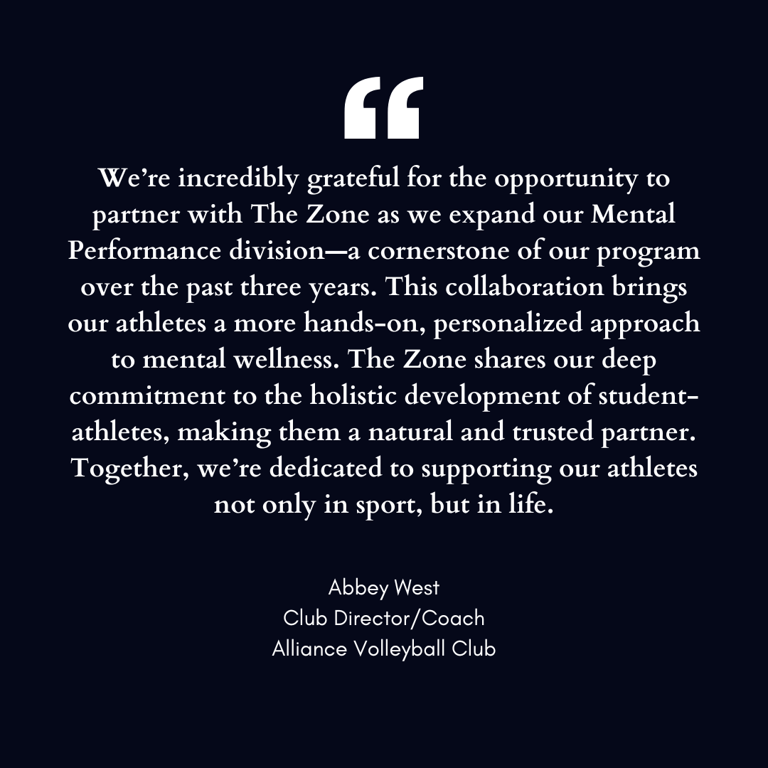 Pressure’s real. So is support. 
Proud to team up with <a href="/AllianceVBC/">Alliance Volleyball</a> to help athletes build mental strength and stay game-ready on and off the court.
230+ teams are already in The Zone. Don’t get left behind. #GetInTheZone #MentalFitness #Volleyball