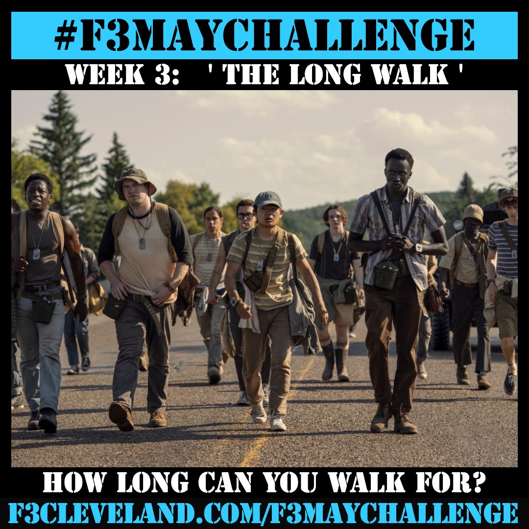 The rules for The Long Walk are simple: just keep moving forward.
Could you outlast your own expectations and reach a distance you’ve never achieved before?
Our goal is to inspire you to push your boundaries, not to punish you.  #F3MayChallenge