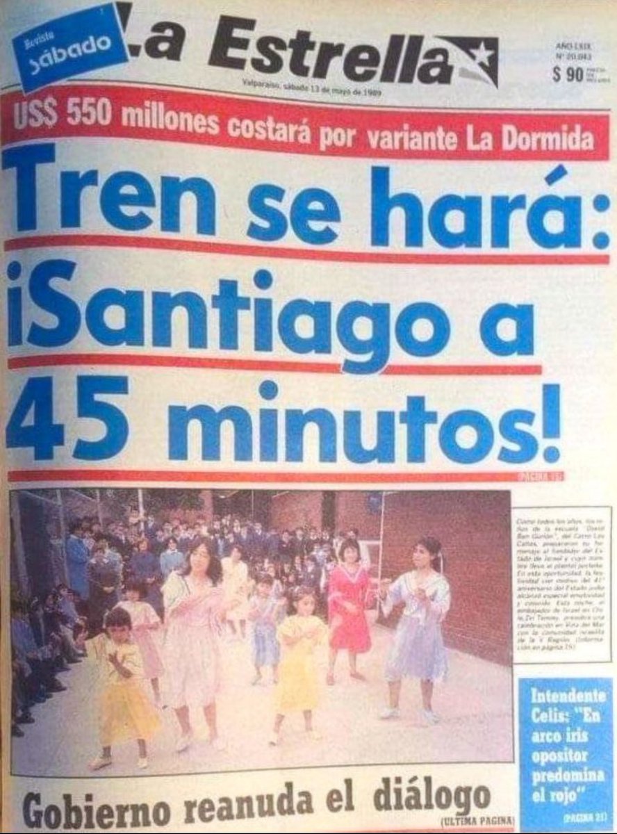 La portada de La Estrella de Valparaíso del 13 de mayo de 1989.

Ya son 36 años!