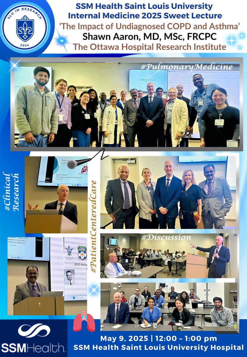 Krista Lentine, MD,PhD | FASN | FAST (@kristalentine) on Twitter photo 🤔Can we find them before they find us? 🫁🏥❓
🎤Dr. Shawn Aaron from #OttawaHospital asked this at the 2025 <a href="/SSMHealthSTL/">SSM Health St. Louis</a> #InternalMedicine #SweetLecture
🔵In “The Impact of Undiagnosed #COPD & #Asthma,” he urged us to detect earlier, treat smarter, ➕close the gap in care.💡💪🏽 🤔Can we find them before they find us? 🫁🏥❓
🎤Dr. Shawn Aaron from #OttawaHospital asked this at the 2025 <a href="/SSMHealthSTL/">SSM Health St. Louis</a> #InternalMedicine #SweetLecture
🔵In “The Impact of Undiagnosed #COPD & #Asthma,” he urged us to detect earlier, treat smarter, ➕close the gap in care.💡💪🏽