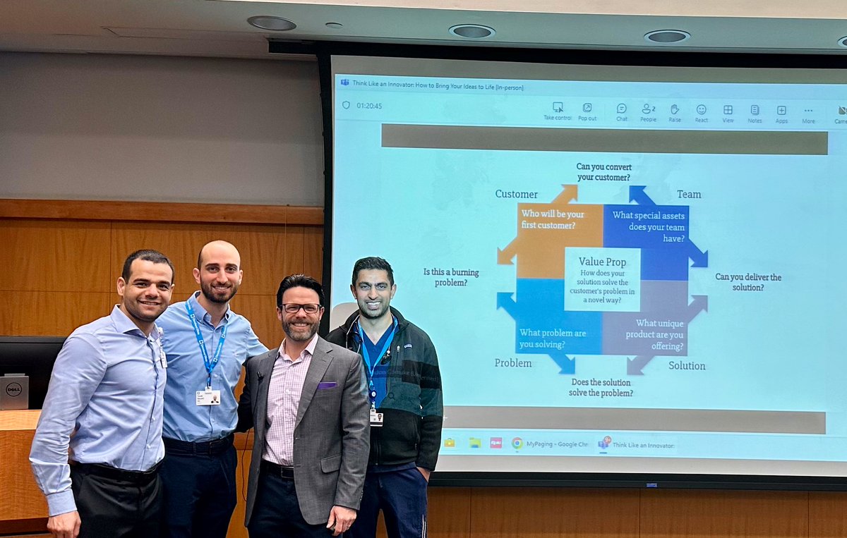 Tarek Souaid, MD, MPH (@souaidtarek) on Twitter photo 🚀 Innovation week is off to a strong start at <a href="/CCF_IMCHIEFS/">Cleveland Clinic IM</a> <a href="/ClevelandClinic/">Cleveland Clinic</a>
Thank you <a href="/BrandonCornuke/">Brandon Cornuke</a> for breaking down your Value Proposition Matrix and helping us apply it to healthcare!
Today, we were challenged as internal medicine residents to think like innovators:
1- 🚀 Innovation week is off to a strong start at <a href="/CCF_IMCHIEFS/">Cleveland Clinic IM</a> <a href="/ClevelandClinic/">Cleveland Clinic</a>
Thank you <a href="/BrandonCornuke/">Brandon Cornuke</a> for breaking down your Value Proposition Matrix and helping us apply it to healthcare!
Today, we were challenged as internal medicine residents to think like innovators:
1-