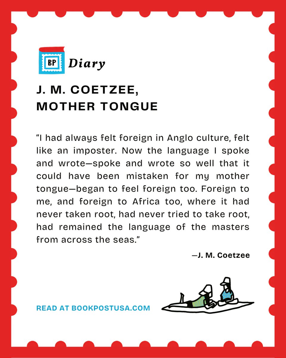 Book Post (@bookpostusa) on Twitter photo Read J. M. Coetzee, Mother Tongue here →
books.substack.com/p/diary-j-m-co…
#Translation #Language <a href="/LiverightPub/">Liveright Books</a> Read J. M. Coetzee, Mother Tongue here →
books.substack.com/p/diary-j-m-co…
#Translation #Language <a href="/LiverightPub/">Liveright Books</a>