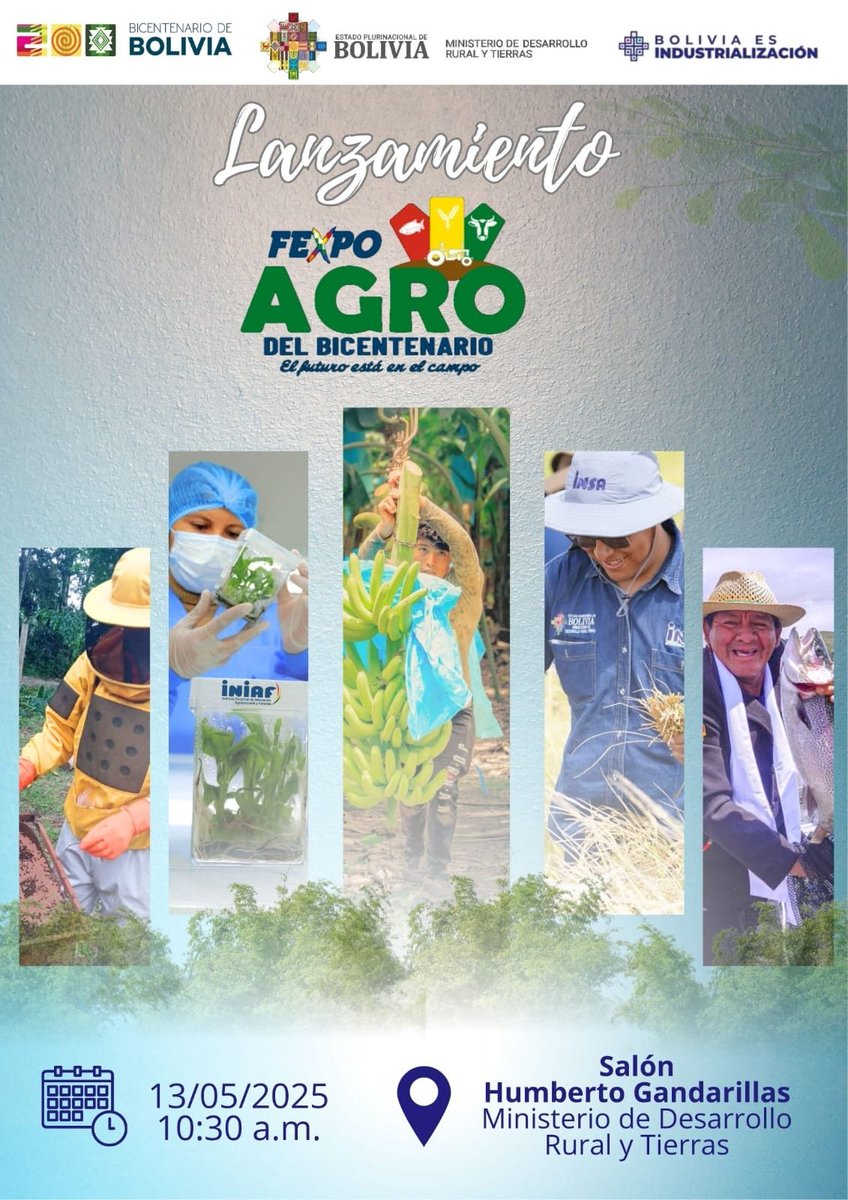 #Martes13DeMayo
Lanzamiento de la “Fexpo Agro 2025”, 📷📷un espacio de difusión de resultados de gestión, logros e innovaciones tecnológicas del sector agropecuario, en el marco de la conmemoración del #Bicentenario.
#ElFuturoEstaEnElCampo
#UnidosEnElBicentenario