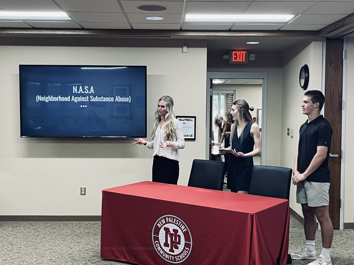 Our Neighborhoods Against Substance Abuse (N.A.S.A.) Student Representatives did a great job tonight presenting to the board of New Palestine Community Schools!