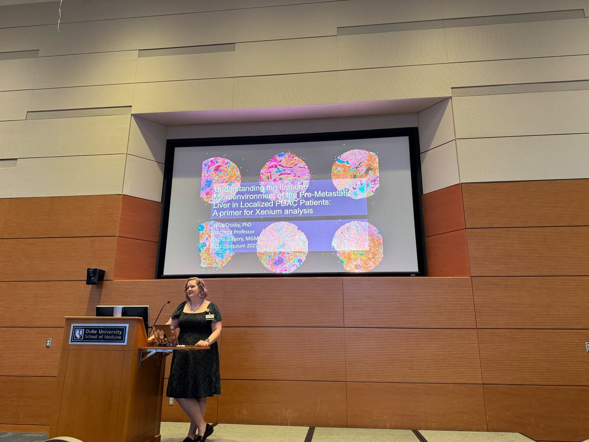 TheGregoryLab's tweet image. Closing the 2nd #DukeSCIRIP Colloquium, @DukeMedSchool #SpatialBio talks cont'd... @PatelLab_Duke of @Dukeneurosurg on #GBM & #Xenium; @CrosbyLabatDuke of @DukeSurgery on Xenium & #PDAC in #liver; and @johnhickey22 of @DukeUBME on #SpatialOmics in #NeckCancer & #BrainCancer🧬🧠🥼