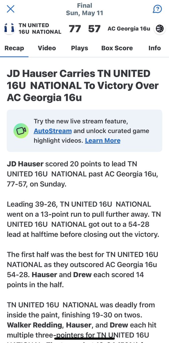 Jd Hauser (@jd_hauser) on Twitter photo Had a good last game in Memphis.
20pts
6-7 3pt
5 reb
4 ast
Not our best weekend but we will be back in Cincinnati in 2 weeks. <a href="/TNUNITEDHOOPS/">TENNESSEE UNITED</a> Had a good last game in Memphis.
20pts
6-7 3pt
5 reb
4 ast
Not our best weekend but we will be back in Cincinnati in 2 weeks. <a href="/TNUNITEDHOOPS/">TENNESSEE UNITED</a>