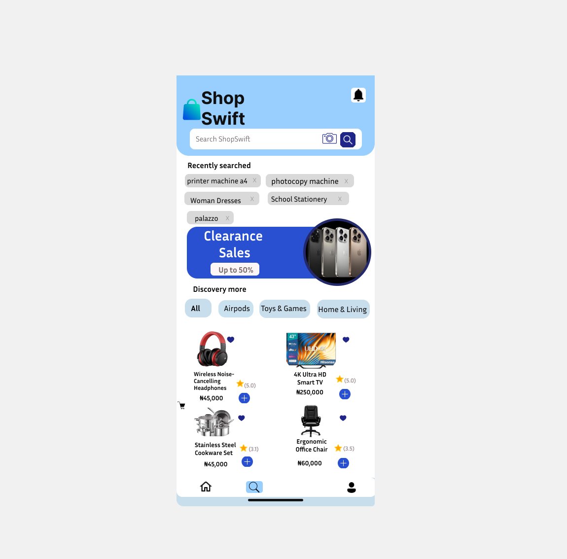 VictorOlu25's tweet image. Day 9: Search functionality.
I created a search screen with a clean input field, recent searches Fast product discovery is the goal!
@TechCrushHQ @JoshOpaleke @Akindepraise 
#FigmaBeginners #TechCrushChallenge #DailyUI #UIDesign