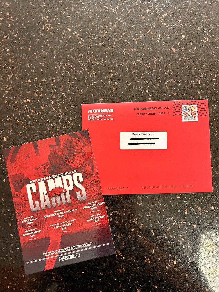 Reece Simpson (@reece_simpson18) on Twitter photo Thank you <a href="/RazorbackFB/">Arkansas Razorback Football</a> for the camp invite!❤️🤍
<a href="/CoachRBolden/">Rodney Bolden II</a> <a href="/CoachUptergrove/">Coach_Up</a> <a href="/CoachBrownRHS/">CoachBrownRHS</a> <a href="/FrampCamp/">frampcamp</a> <a href="/PrepRedzoneAR/">Prep Redzone Arkansas</a> Thank you <a href="/RazorbackFB/">Arkansas Razorback Football</a> for the camp invite!❤️🤍
<a href="/CoachRBolden/">Rodney Bolden II</a> <a href="/CoachUptergrove/">Coach_Up</a> <a href="/CoachBrownRHS/">CoachBrownRHS</a> <a href="/FrampCamp/">frampcamp</a> <a href="/PrepRedzoneAR/">Prep Redzone Arkansas</a>