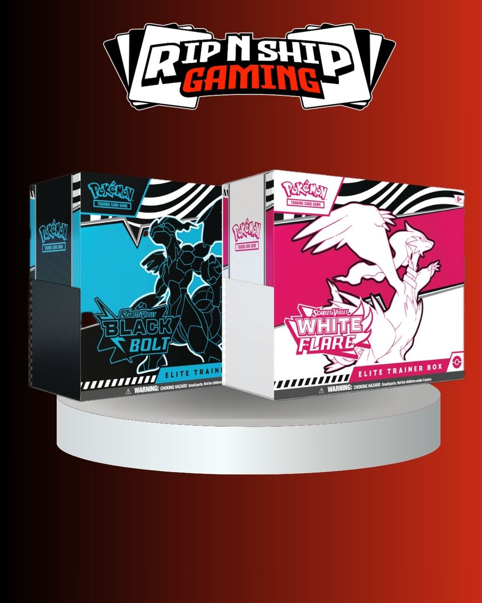 RipnShip's tweet image. (Please Read Rules on Website)
1 Winner gets both White Flare & Black Bolt ETBs 🔥
How To Enter:
1. Like this post
2. Retweet This Post ♻️
3. Follow @RipnShip
4. Check Out Other Giveaways From These Stores:
@SafariZoneHQ
@ForgeStoreSTL
@SakurasCardShop
@SummoningGround…