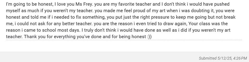 This right here is why I wanted to be a teacher, to give kids who might not have anything else in their life to look forward to, a reason to come to school for my class :)