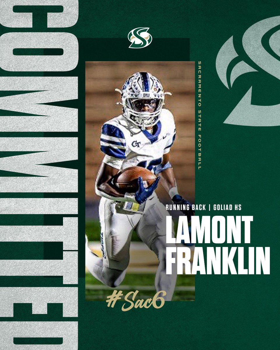 Lamont Franklin (@lamont5845) on Twitter photo #AGTG I’m very excited to announce my Commitment to <a href="/SacHornetsFB/">Sac State Football</a> !! #GoGoSacramento #StingersUp 🐝
<a href="/GMSacStateFB/">Zachary Potter 🐝</a> <a href="/THECoachKdub/">Coach “Dub” Wagner</a> <a href="/BrennanMarion4/">Coach Marion</a> <a href="/coachapatterson/">AC Patterson</a> <a href="/salazar_k6/">Kevin Salazar</a> <a href="/goliadfootball/">Goliad Tiger Football</a> #AGTG I’m very excited to announce my Commitment to <a href="/SacHornetsFB/">Sac State Football</a> !! #GoGoSacramento #StingersUp 🐝
<a href="/GMSacStateFB/">Zachary Potter 🐝</a> <a href="/THECoachKdub/">Coach “Dub” Wagner</a> <a href="/BrennanMarion4/">Coach Marion</a> <a href="/coachapatterson/">AC Patterson</a> <a href="/salazar_k6/">Kevin Salazar</a> <a href="/goliadfootball/">Goliad Tiger Football</a>