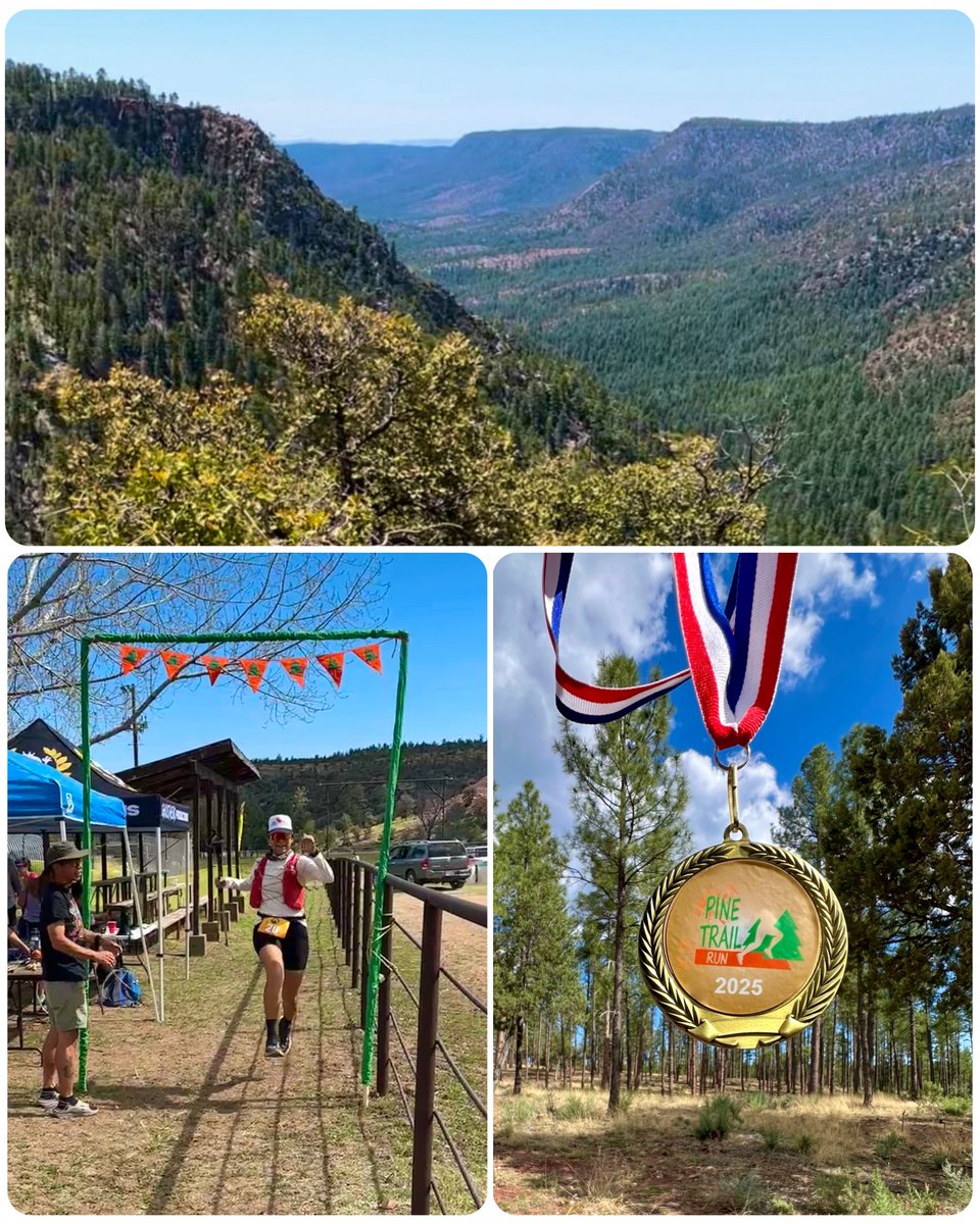 Happy Medal Monday! 🎉 Pine Trail Run 50K and my 42nd ultra ✅ This was a beautiful and challenging trail race. I got lost, I was scared coming down the Mogollon Rim, and I survived! 😂🙌🏼🌲 Recommend 💯! 👏🏼😊 #UltraTrail
