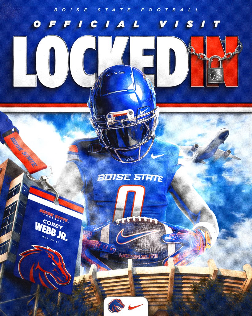 Corey Webb Jr. (@coreywebbjr) on Twitter photo Excited to go on my first official visit to <a href="/BroncoSportsFB/">Boise State Football</a>. Thank you coach <a href="/JabrilFrazier/">Jabril Frazier</a>! Excited to go on my first official visit to <a href="/BroncoSportsFB/">Boise State Football</a>. Thank you coach <a href="/JabrilFrazier/">Jabril Frazier</a>!