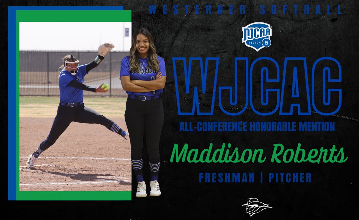 Congratulations to Madison Roberts as she was awarded WJCAC honorable
mention pitcher!🤠
