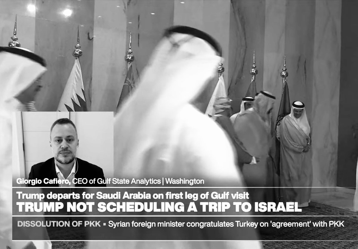 GulfStateAnalyt's tweet image. Earlier today our CEO @GiorgioCafiero spoke to @France24_en’s @Sharon_Gaffney about #Trump’s Gulf tour.