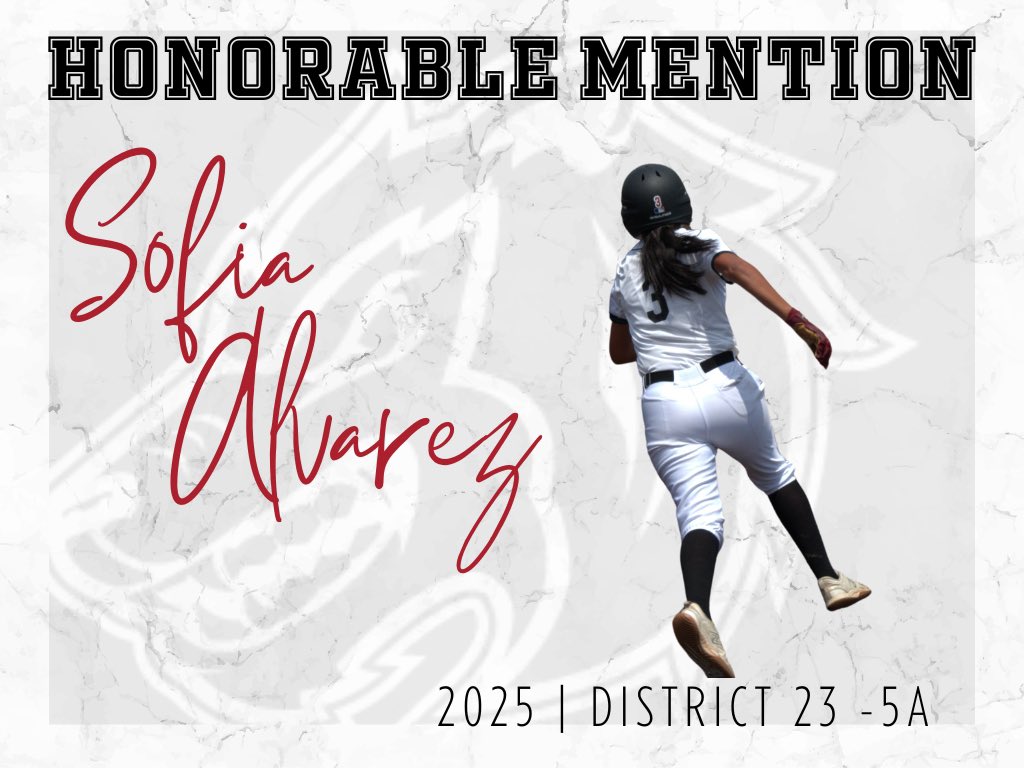 Congratulations to Freshman, Sofia Alvarez for earning All District Honorable Mention.