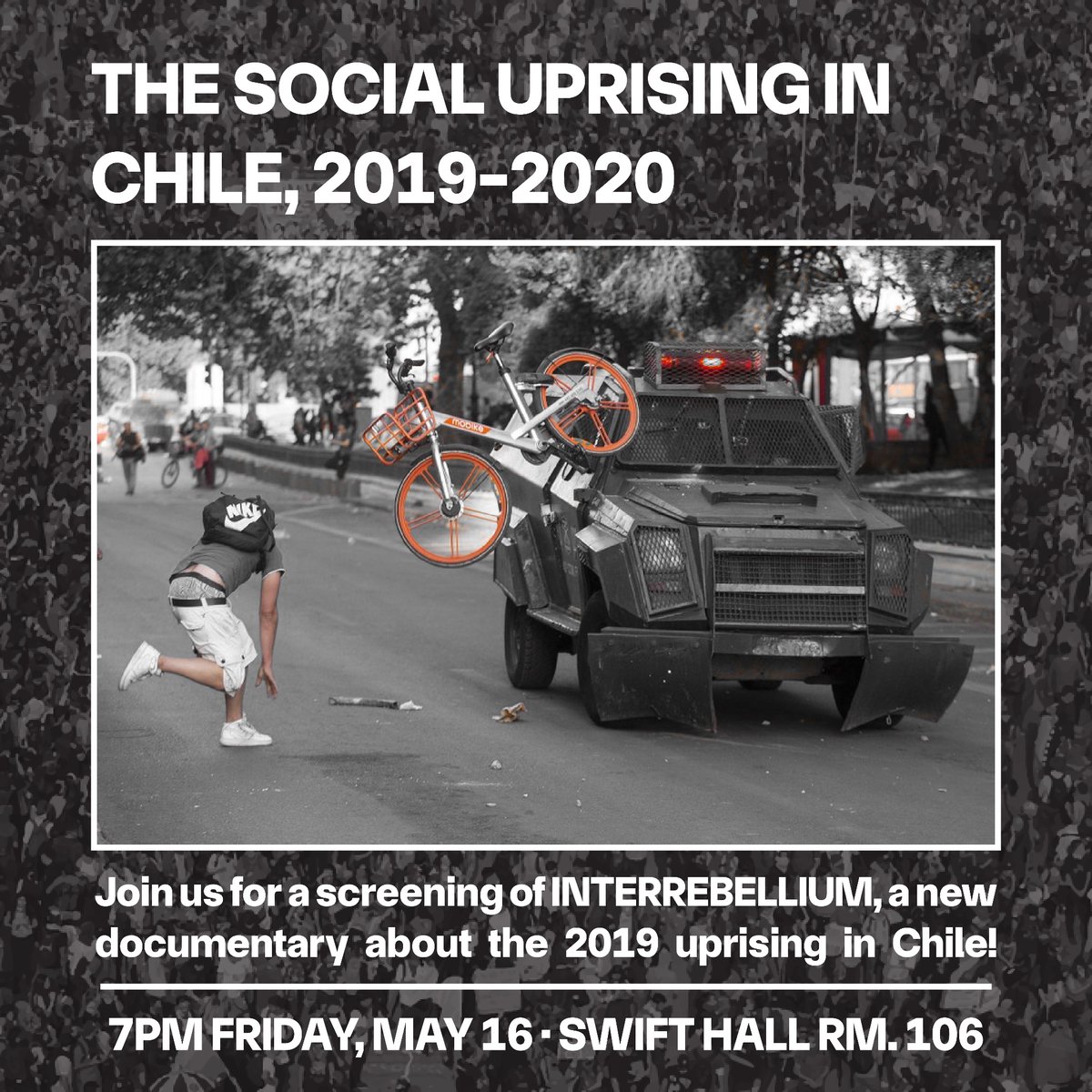 scuttle_chicago's tweet image. we’ll be helping screen interrebellium, a new documentary about the 2019 Estadillo Social in Chile, this friday at 7pm! Stop by if you’re free