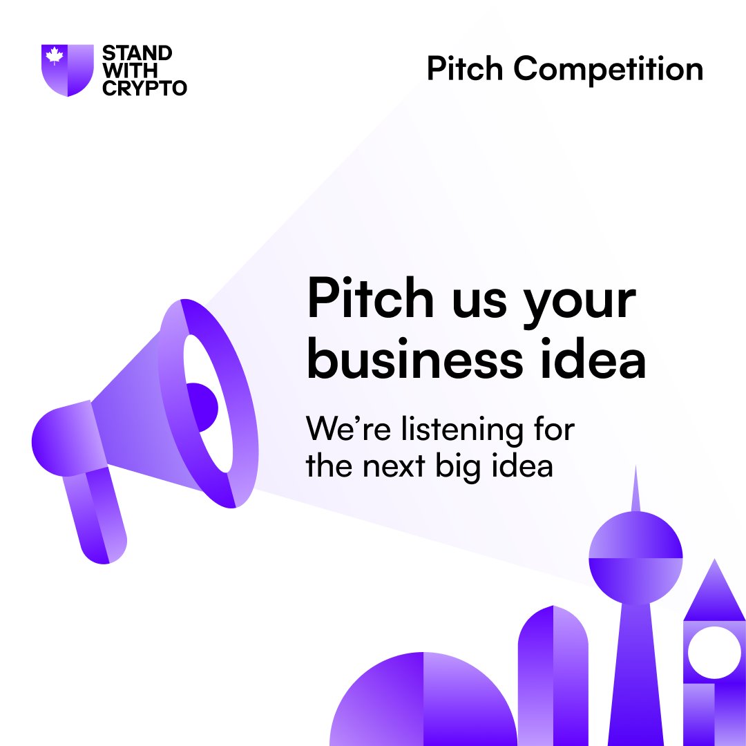 🇨🇦 Canadian crypto founders, this is your shot. Pitch your blockchain  startup to us! Gain visibility, mentorship from top investors and  policymakers, and fast-track access to accelerator and incubator programs.  Plus, compete