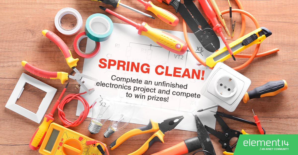 Avnet (@avnet) on Twitter photo Do you have an unfinished electronics project? The <a href="/E14Community/">element14 Community</a> spring clean competition is your chance to bring it back to life. Complete your build, share your story and win prizes.
Find all the details and how to enter: bit.ly/4m9Ud9g Do you have an unfinished electronics project? The <a href="/E14Community/">element14 Community</a> spring clean competition is your chance to bring it back to life. Complete your build, share your story and win prizes.
Find all the details and how to enter: bit.ly/4m9Ud9g