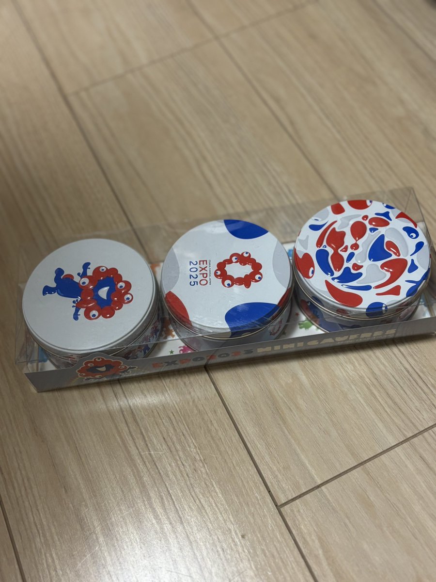 万博お土産
ミャクミャク缶のミニゴーフル3つセット
まだ食べてないけど安定の味だと思う
2000円くらい