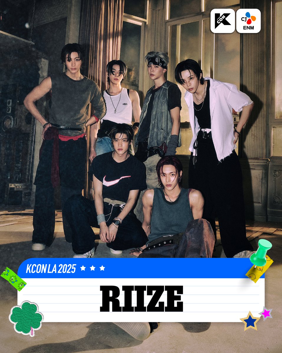 KCON_official's tweet photo. [#KCONLA2025] 𝟐𝐧𝐝 𝐋𝐈𝐍𝐄𝐔𝐏

𝐑𝐈𝐈𝐙𝐄
#RIIZE #라이즈

@riize_official

-
KCON LA 2025
AUG 1-3
https://t.co/Q4WarqOSh5 Arena, LA Convention Center

Let's #KCON https://t.co/oOTcqCab9q