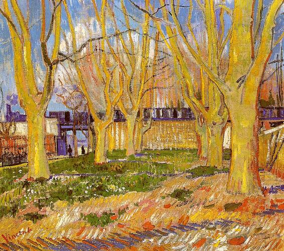 Avenue of Plane Trees near Arles Station - 1888 #artbots #vangogh