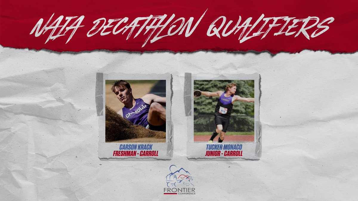 Frontier Conference (@fconference) on Twitter photo M👟: Two <a href="/CCSaints/">Carroll Athletics</a> athletes to compete in the 2025 NAIA Men’s Outdoor Track & Field decathlon
Krack leads NAIA decathlon with 6,840 points, while his teammate Monaco ranks fourth with 6,733 points
📰 tinyurl.com/46h8bvru
#FCsports I #FierceFrontier I #TheRightWayToPlay M👟: Two <a href="/CCSaints/">Carroll Athletics</a> athletes to compete in the 2025 NAIA Men’s Outdoor Track & Field decathlon
Krack leads NAIA decathlon with 6,840 points, while his teammate Monaco ranks fourth with 6,733 points
📰 tinyurl.com/46h8bvru
#FCsports I #FierceFrontier I #TheRightWayToPlay