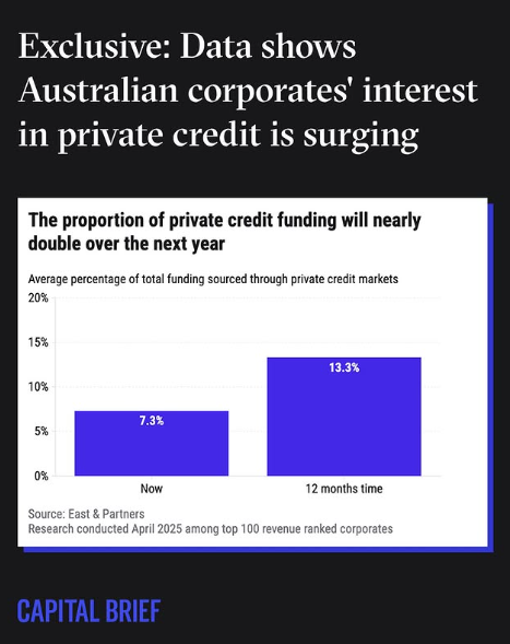 smithrington's tweet photo. Private credit's share of total debt funding will almost double in the next 12 months @capitalbrief https://t.co/j2Kt2H93yw https://t.co/Si0r6Iklri