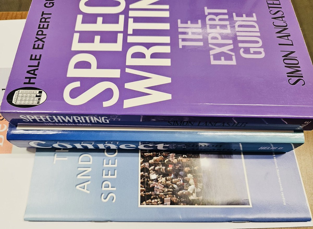 So excited for the books my team received today from Simon Lancaster, <a href="/bespokespeeches/">Simon Lancaster</a> - speechwriter, author &amp; trainer.

Speechwriting: The Expert Guide;
The Art and Craft of Speechwriting;
Connect: How to Inspire, Influence and Energise; &amp;
The Art &amp; Craft of Speechwriting.
