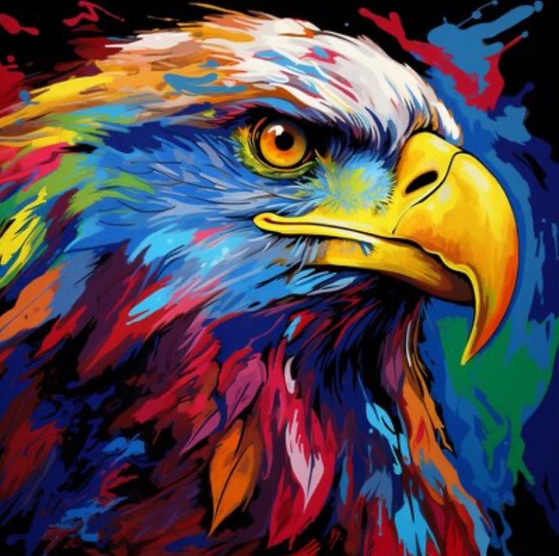 In Ojibwe our word for eagle is megizi (pronounced me-gi-zi). Art by A. Wasaga.