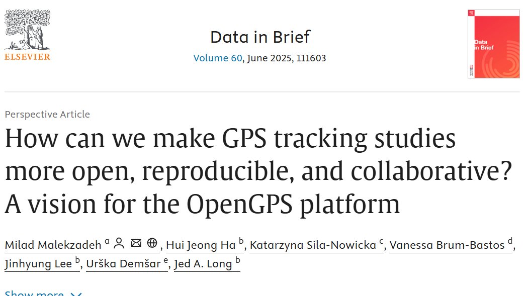Have you ever found out after your GPS tracking study that someone had already collected similar data? Or struggled to find collaborators?  We’ve been there. That’s why we created OpenGPS.

Read more here: sciencedirect.com/science/articl…