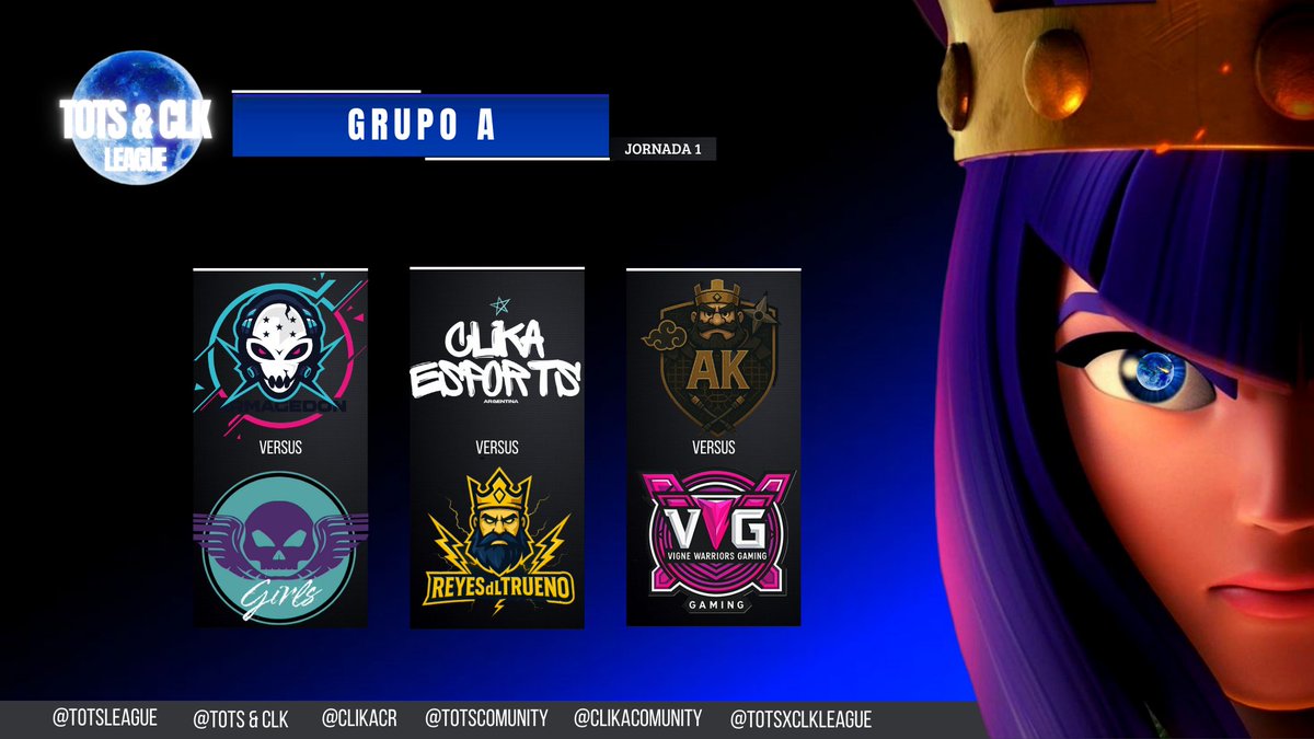Tots League (@totscomunity) on Twitter photo ยกยก๐๐๐
๐๐๐๐๐๐๐๐๐๐๐๐ ๐๐๐๐๐๐!!
GRUPO A ๐
<a href="/ARMAGEDONHN_CR/">ARMAGEDON๐ญ๐ณ</a> ๐๏ธ <a href="/CalaveritasGirl/">Calaveritas Girls</a>
<a href="/ClikaCR/">Clika</a> ๐๏ธ <a href="/ReyesdLTruenoCR/">ReyesdLTruenoCR</a>
<a href="/akatzuki_7/">Akatzukiโค๏ธ</a> ๐๏ธ @VigneWarriors_G
ยกELLOS ESTรN LISTOS PARA LA JORNADA 1! โ๏ธ ยกยก๐๐๐
๐๐๐๐๐๐๐๐๐๐๐๐ ๐๐๐๐๐๐!!
GRUPO A ๐
<a href="/ARMAGEDONHN_CR/">ARMAGEDON๐ญ๐ณ</a> ๐๏ธ <a href="/CalaveritasGirl/">Calaveritas Girls</a>
<a href="/ClikaCR/">Clika</a> ๐๏ธ <a href="/ReyesdLTruenoCR/">ReyesdLTruenoCR</a>
<a href="/akatzuki_7/">Akatzukiโค๏ธ</a> ๐๏ธ @VigneWarriors_G
ยกELLOS ESTรN LISTOS PARA LA JORNADA 1! โ๏ธ