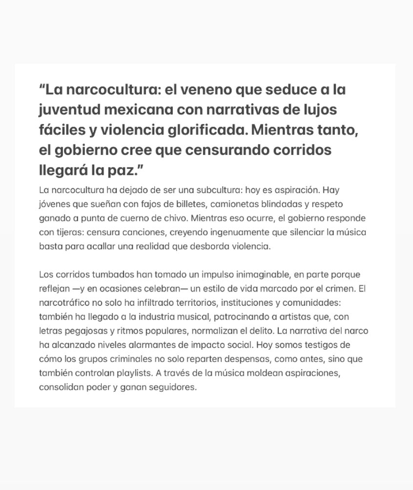 ReflectorMX2025's tweet photo. Columna a la opinión pública #narcocorridos #narconarrativa #politicaficcion #seguridad https://t.co/b9r9B4LVba