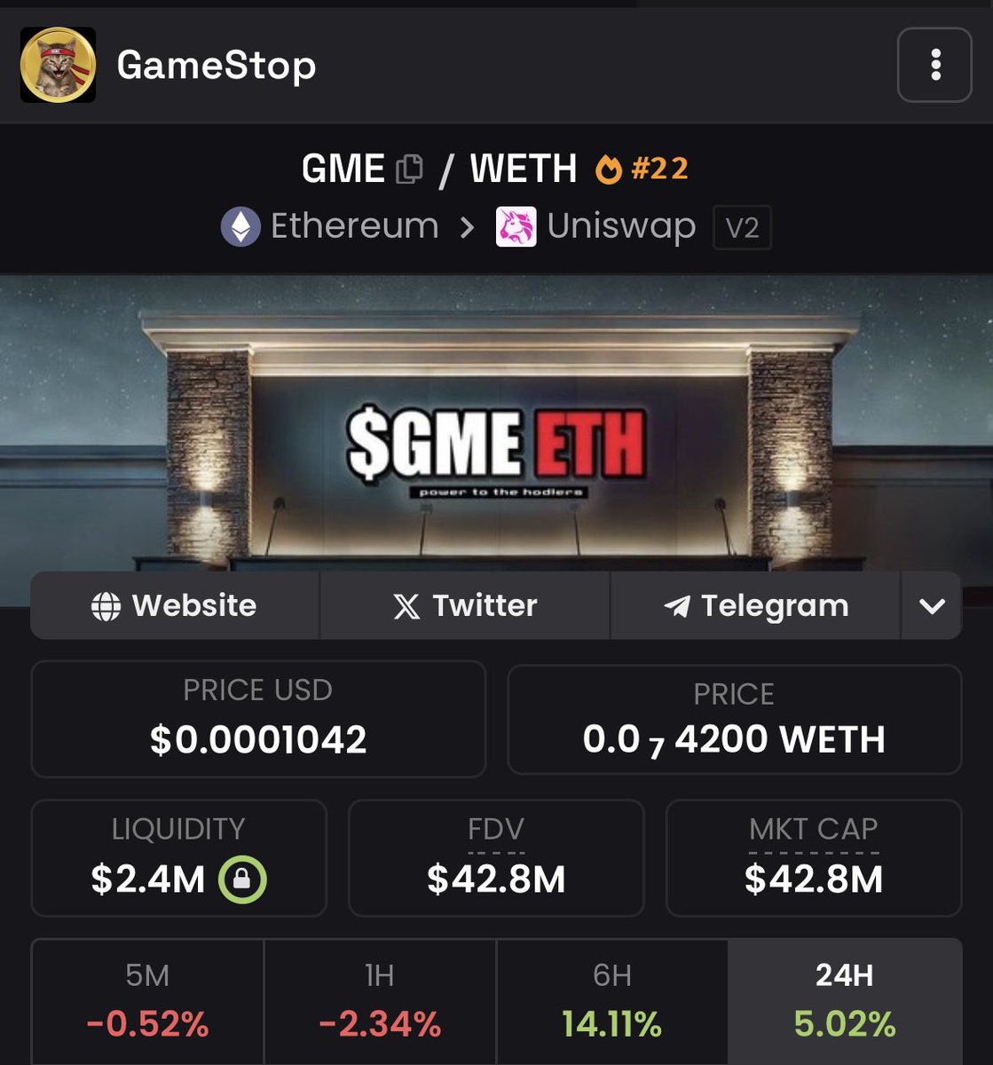 yourwifeETH's tweet image. One of the top plays of this cycle will be @GMEethereum 

The truth is $Gme is the meme of all memes. I was big into stocks when the first run happened and missed it. I watched it weeks before its huge run happened. Back then i didn’t understand the power of a meme or what a…