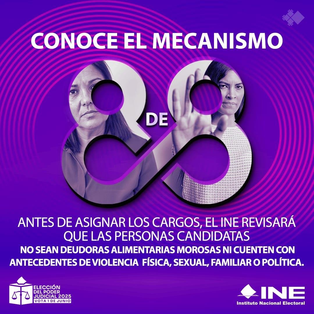13JDENL's tweet photo. ¿Sabías que el INE revisará que las personas candidatas al Poder Judicial no sean deudoras alimentarias; morosas; y/o que tengan antecedentes de violencia física, sexual, familiar o política?
#ParticipaciónCiudadanaPJ2025 https://t.co/HLv7FVXU0k