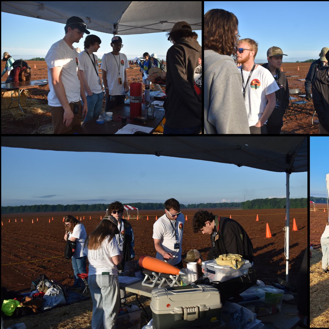 NCSURocketry's tweet photo. Launch day kicked off with a flat tire, but our team rallied and got to the field on time. We prepped early, launched strong after a short weather delay, and had a successful recovery. One last cookout on the way home wrapped up a great trip. #ncspacegrant #StudentLaunch https://t.co/ml0ZojylKm