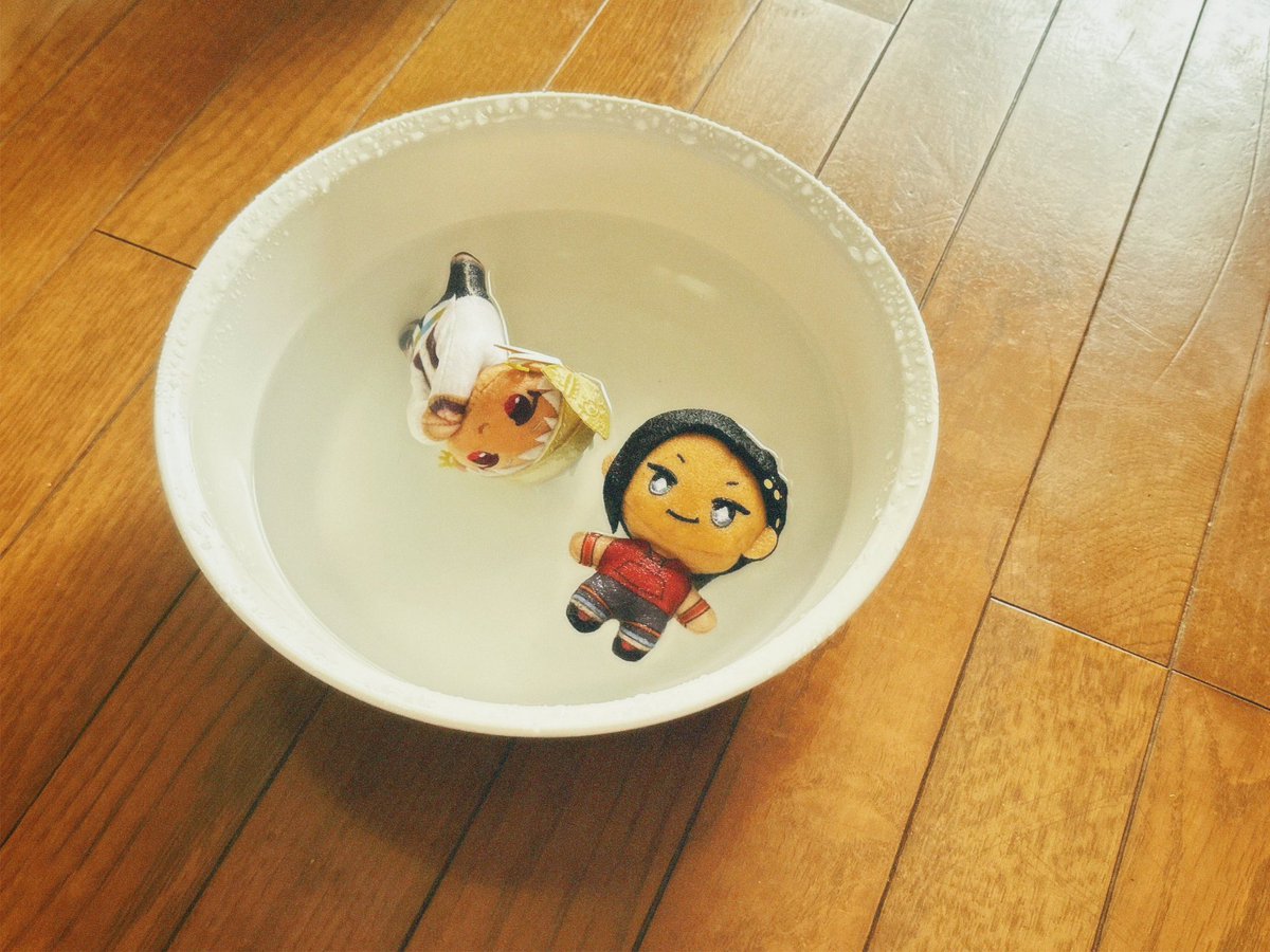 snowcupcake_nin's tweet image. 旅行の前に洗われるぬい