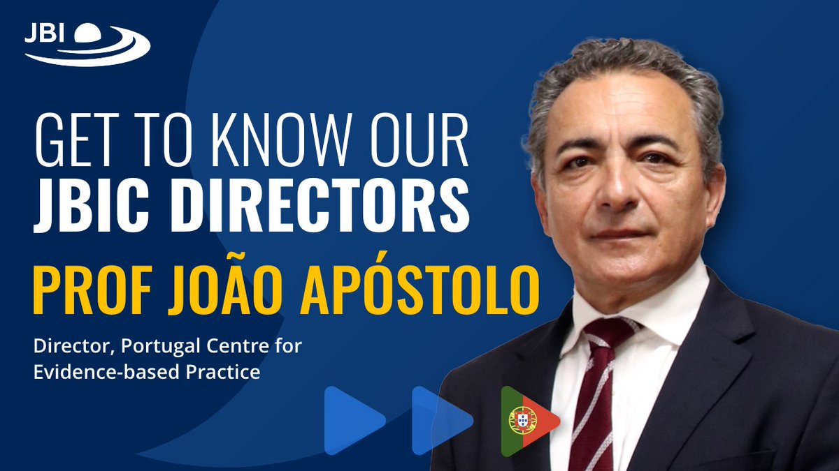 📣 Episode 3 of GET TO KNOW OUR JBIC DIRECTORS 📣

Hear from Prof João Apóstolo, Director of the Portugal Centre for Evidence Based Practice / <a href="/esenfc/">ESEnfC</a>

Watch full video here: youtu.be/QZw2Bn6z_AA

#JBIEBHC #EBHC #WeAreJBI
